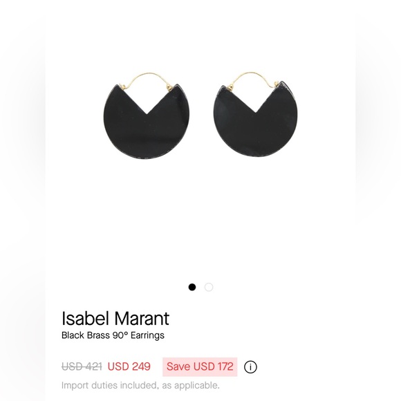 Isabel Marant Black Brass 90 degree Earrings - Picture 1 of 5